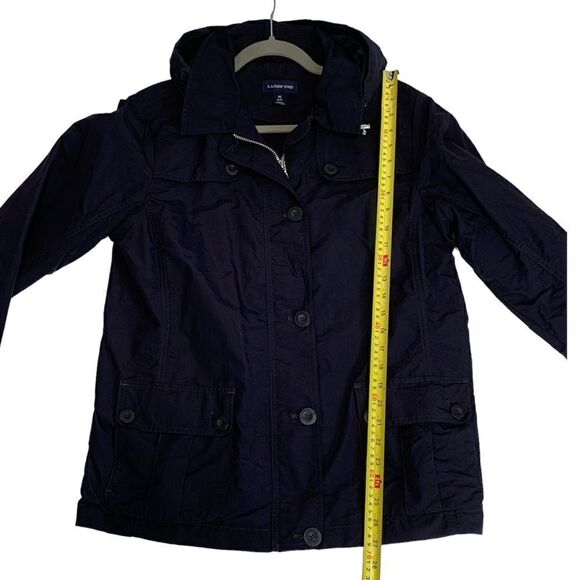 Lands End Navy Womens Hooded Raincoat - Picture 7 of 10